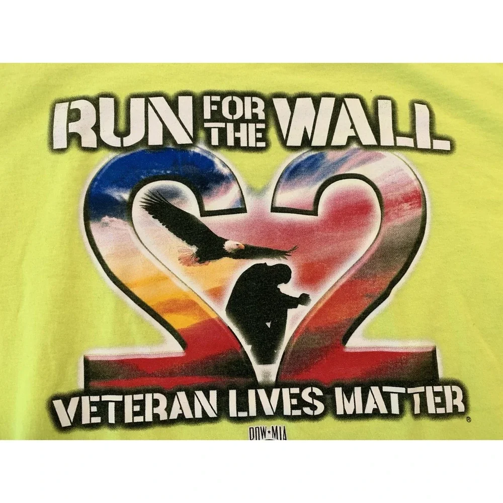 LOT‎ OF 2 Run for the Wall POW MIA 2XL T-Shirts Biker Military Veterans Hi-Vis